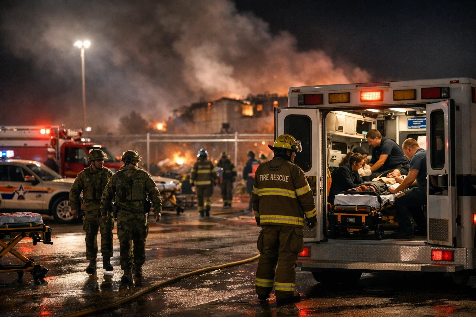 AI-generated representative image for: Considered: Fire at Canada’s Wainwright Base Brings Tragedy and Tests Response