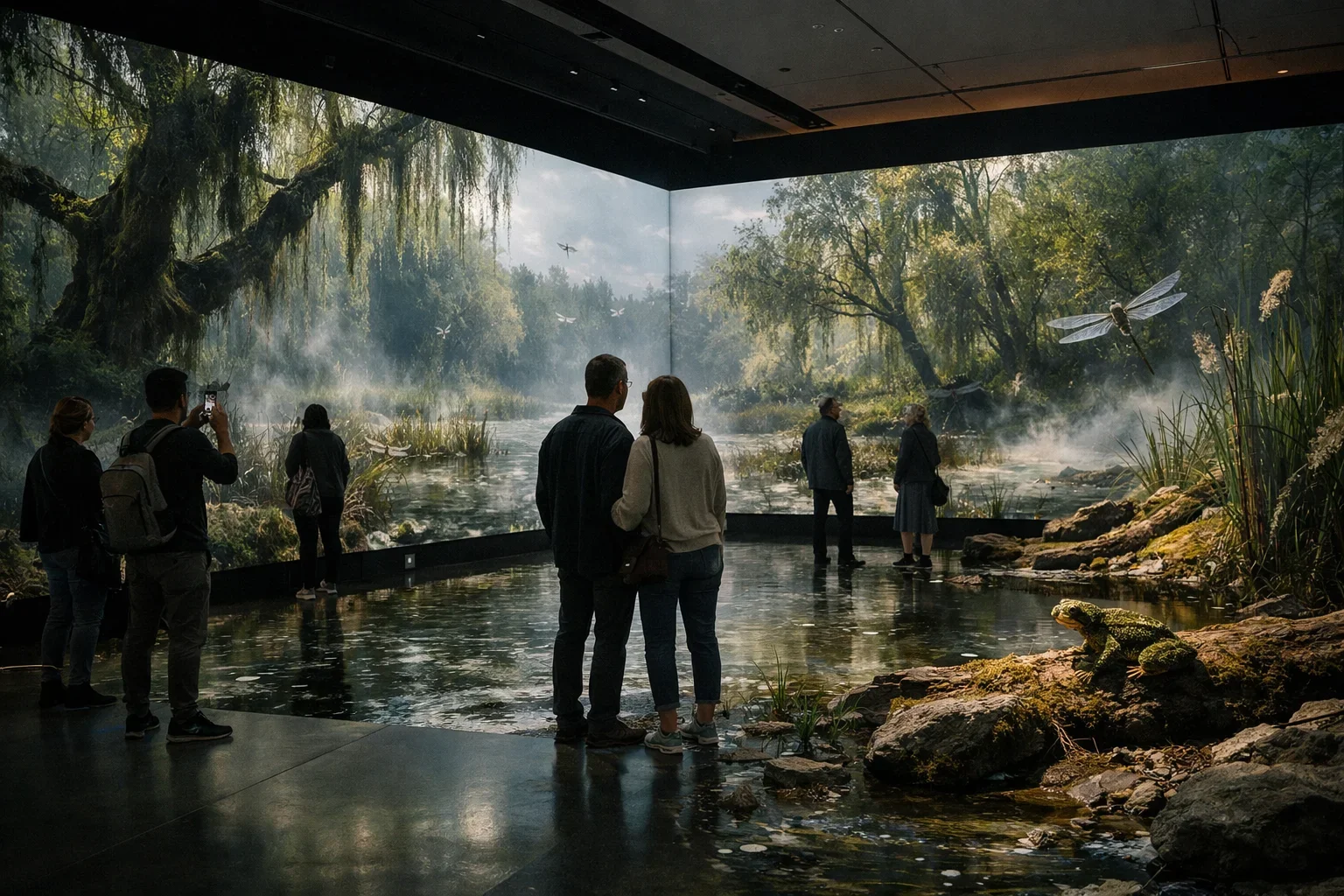 AI-generated representative image for: Considered: Jakob Kudsk Steensen’s Digital Wetland Transforms MoMA’s Lobby